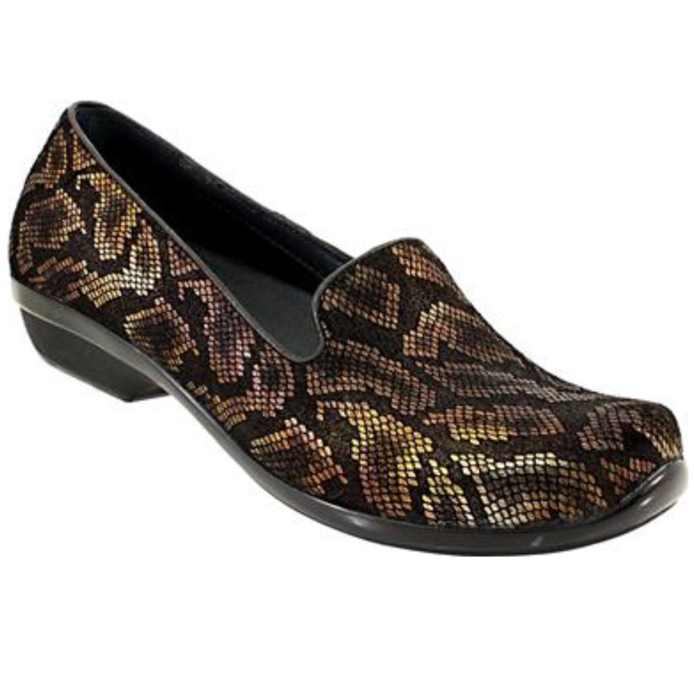 Dansko Olivia suede leather Python snake print low top clog - Picture 1 of 7